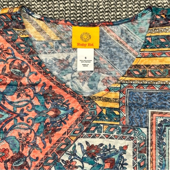 Ruby Rd. Multicolor Geometric Blouse - Picture 2 of 6